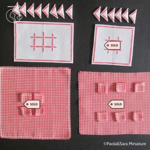 Miniature tablecloths for 1/12 scale dollhouse - Set with napkins | Material : cotton
