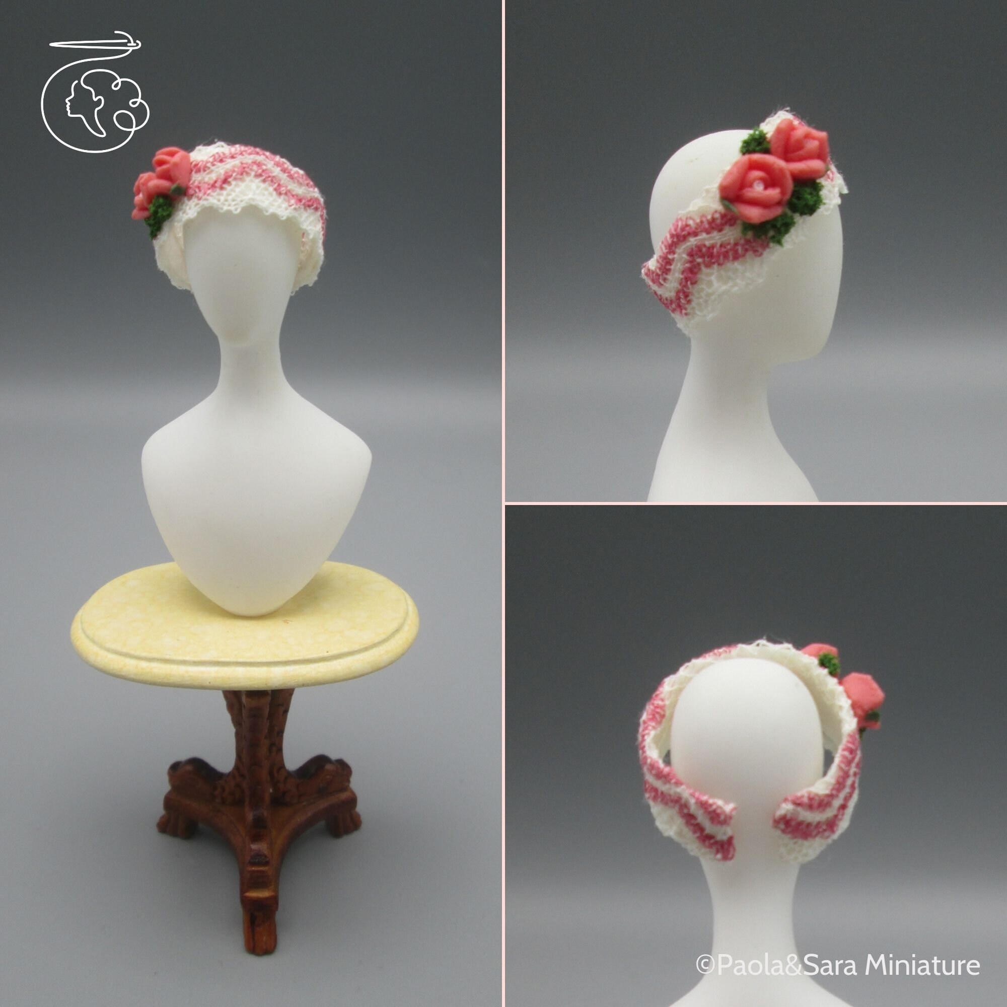 Miniature hats for doll, heidi ott and dollhouse in 1/12 scale