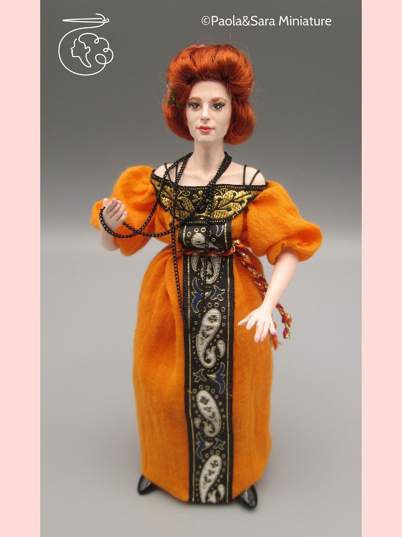 Doll for miniature dollhouse in 1/12 scale posable Material: porcelain and resin image 6