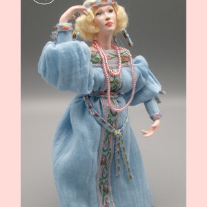 Doll for miniature dollhouse in 1/12 scale posable Material: porcelain and resin image 2