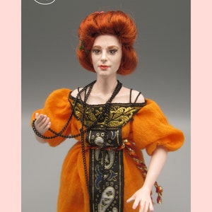 Doll for miniature dollhouse in 1/12 scale posable Material: porcelain and resin image 7