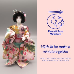 KIT bambola geisha in miniatura per casa di bambole in scala 1/12 - posizionabile | Istruzioni e materiali inclusi
