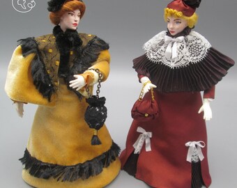 Doll for miniature dollhouse in 1/12 scale - posable | Material: porcelain and resin