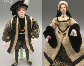 Bambole in miniatura per casa di bambole in scala 1/12 - posizionabili | Materiale: porcellana e resina