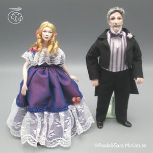 Doll for miniature dollhouse in 1/12 scale - posable | Material: porcelain and resin