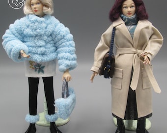 Doll for miniature dollhouse in 1/12 scale - posable | Material: porcelain and resin