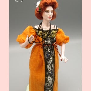 Doll for miniature dollhouse in 1/12 scale posable Material: porcelain and resin image 8