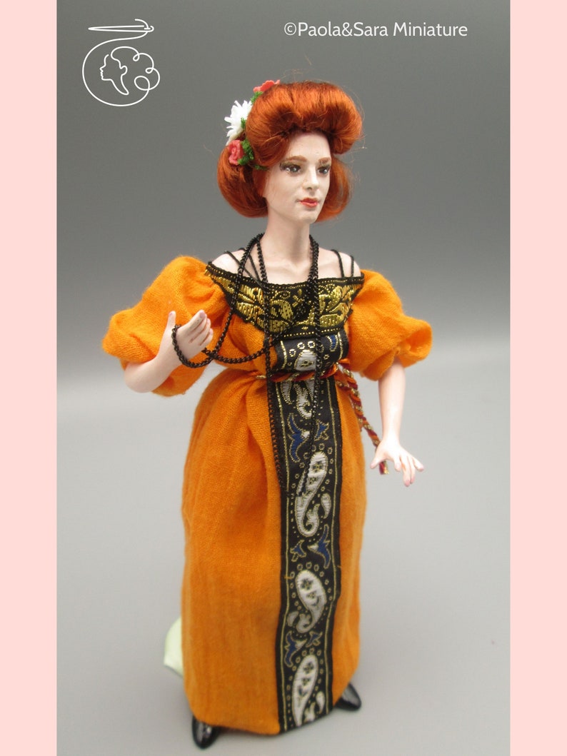 Doll for miniature dollhouse in 1/12 scale posable Material: porcelain and resin image 8