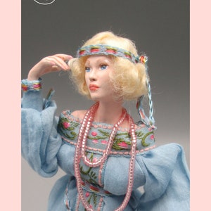 Doll for miniature dollhouse in 1/12 scale posable Material: porcelain and resin image 5