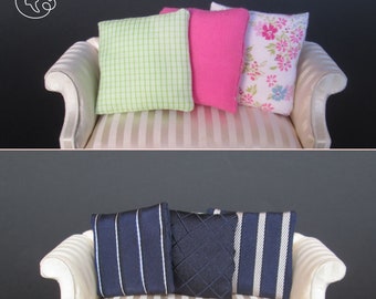 Miniature cushions for 1/12 scale dollhouse | Material : cotton and brocade