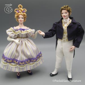 Doll for miniature dollhouse in 1/12 scale - posable | Material: porcelain and resin
