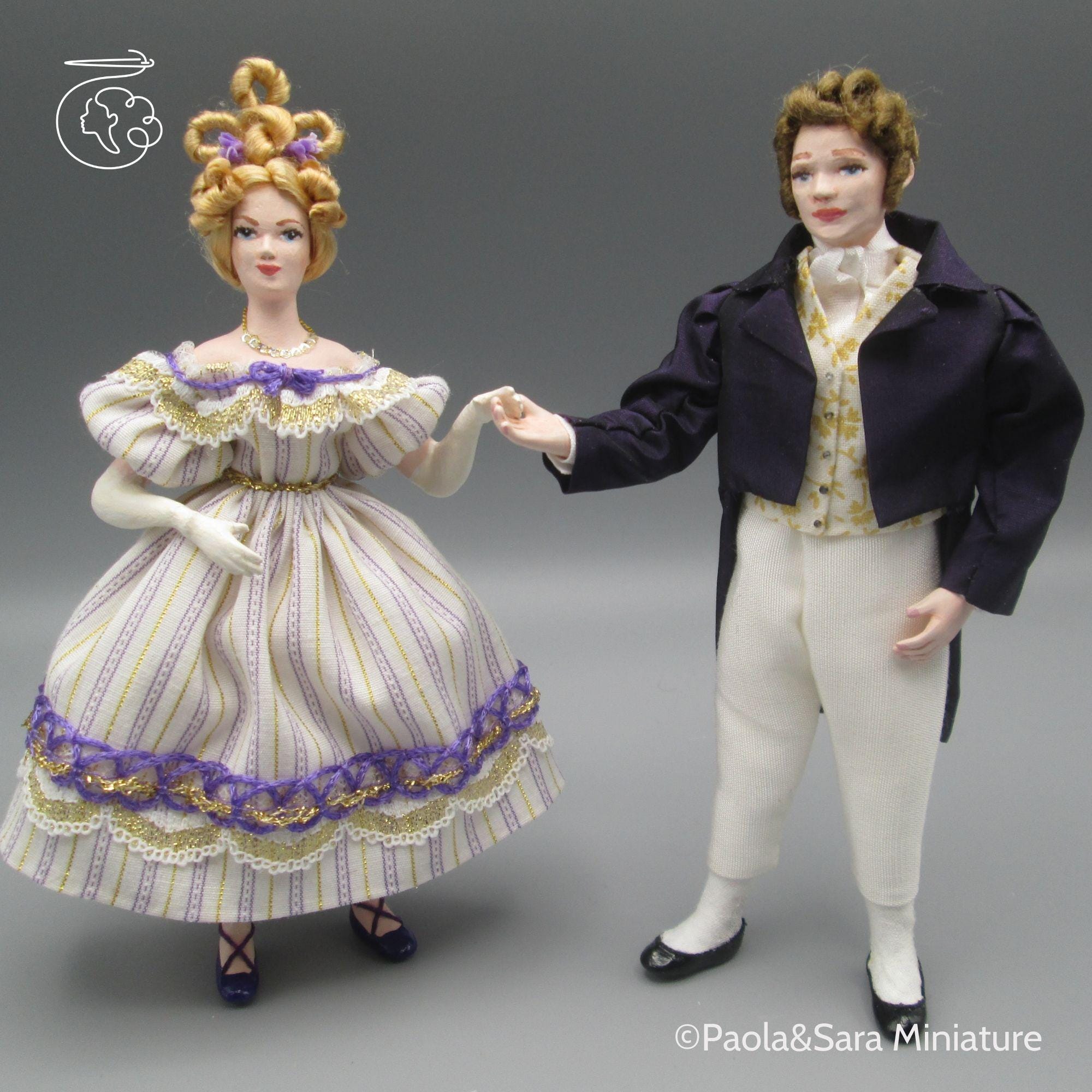 Doll for miniature dollhouse in 1/12 scale - posable | Material: porcelain and resin