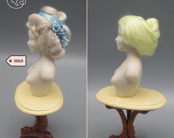 Wigs for miniature doll, heidi ott and dollhouse in 1/12 scale | Material: viscose and silk
