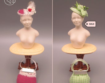 Chapeaux miniatures avec sac pour poupées, heidi ott et maison de poupée à l'échelle 1/12