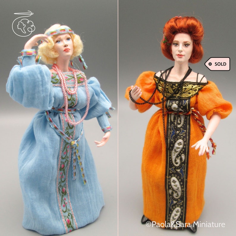 Doll for miniature dollhouse in 1/12 scale posable Material: porcelain and resin image 1