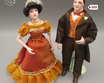 Doll for miniature dollhouse in 1/12 scale - posable | Material: porcelain and resin