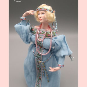 Doll for miniature dollhouse in 1/12 scale posable Material: porcelain and resin image 4