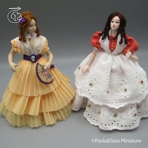 Doll for miniature dollhouse in 1/12 scale - posable | Material: porcelain and resin