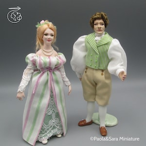 Doll for miniature dollhouse in 1/12 scale - posable | Material: porcelain and resin