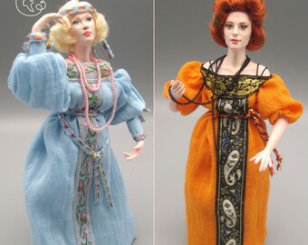 Doll for miniature dollhouse in 1/12 scale - posable | Material: porcelain and resin