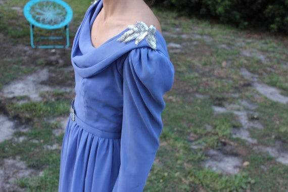 Vintage 1980s Blue and Purple Dress - image 6