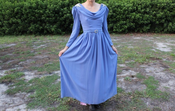 Vintage 1980s Blue and Purple Dress - image 2