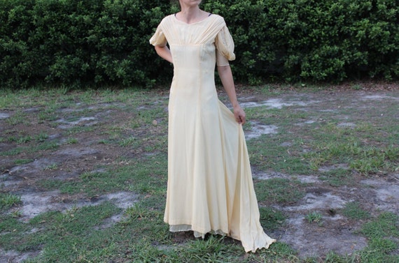 Vintage 1930s Yellow Silk Dress