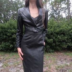 Michael Hoban for North Beach Leather vintage 1980s lace-up buttery soft leather dress and jacket