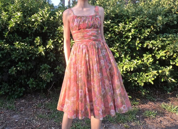 Vintage Floral chiffon 70’s dress by Gigi Young/Ne
