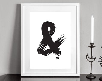 Black Ampersand Brushstroke Print (Digital Download)