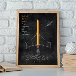 Stampa citazione di Albert Einstein, Logica Immaginazione Razzo (download digitale) immagine 7