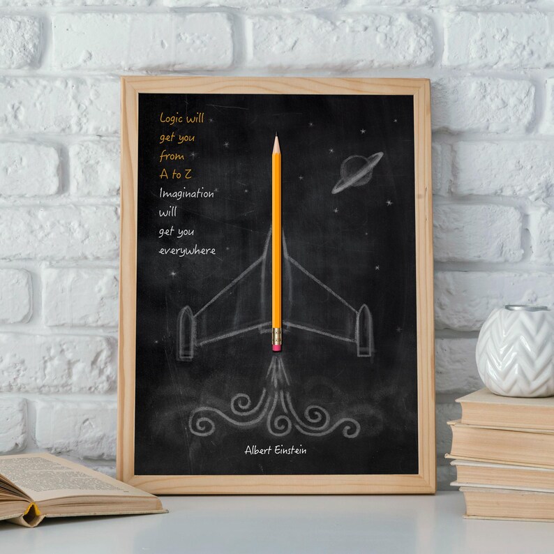 Stampa citazione di Albert Einstein, Logica Immaginazione Razzo (download digitale) immagine 7