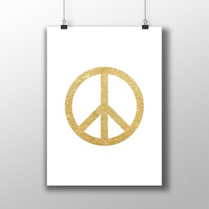 PEACE SIGN gold. Printable and Decorative Wall Art. Instant | Etsy