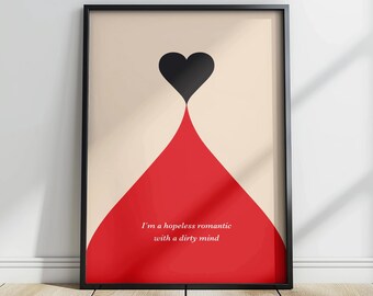 Hopeless Romantic Sexy Art Print, Minimalist Bedroom Decor (Instant Download)