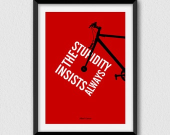 Albert Camus Bicycle Print, Funny Quote Wall Art (Digital Download)