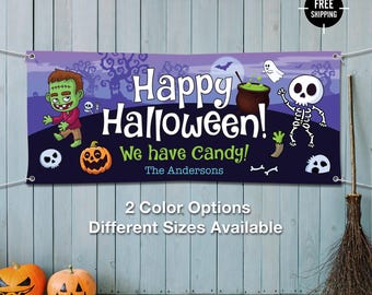 Custom Halloween Banner, Spooky Party Decoration, 13oz Vinyl with Grommets
