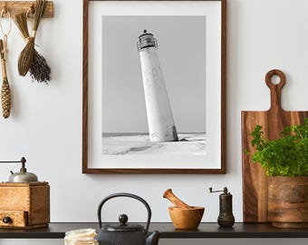 Cape St. George Lighthouse Print, Black and White Photography (Digital Download)