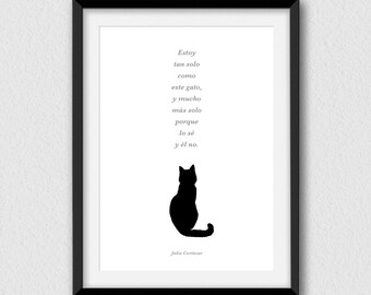 Cat and Spanish Quote Art Print, Funny Wall Decor (Digital Download)