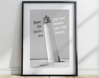 Lighthouse Inspirational Quote Art Print, Motivational Wall Decor (Digital Download)