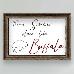 Buffalo NY Christmas Holiday Snow place like Buffalo Black and White Graphic Print Wall Art