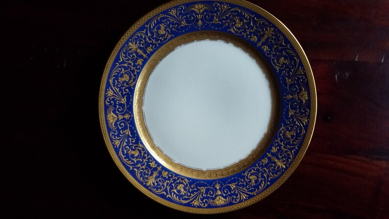 ROSENTAHL SELB-BAVARIA porcelain plate,gold embellishment,pottery,ceramic,Germany,antique plate,blue white plate,serving plate,dish