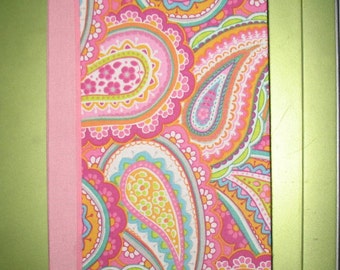 Hard Covered Hand  Bound Sketch Book in Pink Paisley - Sketch Book - Journal - Blank Book