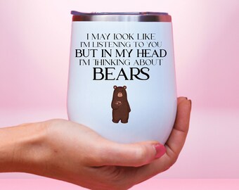 Taça de vinho divertida com urso, taça de vinho com urso para presente de Natal para amantes de ursos, copo de urso, taça de urso de pelúcia, taça para amantes de ursos (homens/mulheres).