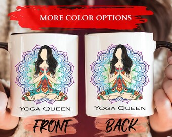 Yoga Queen Mug, Yoga Mom Mug For Yogi Mom Mother’s Day Gift, Chakra Mug, Yoga Gifts Yoga Teacher Gift, Yoga Coffee Mug, Yoga Meditation Gift