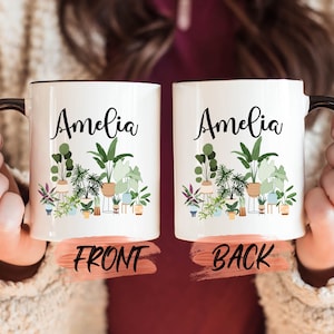 Personalized Plant Mug, Plant Mom For Wife Mothers Day, Plant Lovers, Pot Head Mug, Custom Name Mug, Plant Lovers, Gardening Mug For Women
