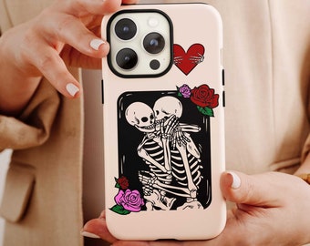 Skelett Liebhaber Telefon Fall, Skelett Handy Fall für Liebhaber Halloween Geschenk, Skelett Liebe Fall, Skelett Telefon Fall für Sie / Ihn