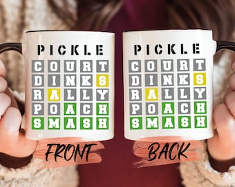 Pickleball Wordle Mug, Pickleball Lover Gifts Mug For Men & Women National Pickleball Day, Gift For Pickleball, Pickleball Mug Player Gift