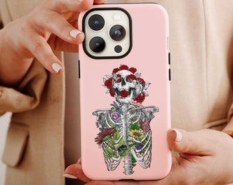 Skelett Blumen Kunst Telefon Fall, Skelett Handy Fall für Männer/Frauen Halloween Geschenk, Floral Skelett Fall, Halloween Fall für Sie/Ihn