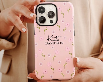 Birth Flower Print Phone Case, Birth Month Flower Phone Case For Women’s Birthday Gift, Floral Case, Personalized Floral Name Case For Her