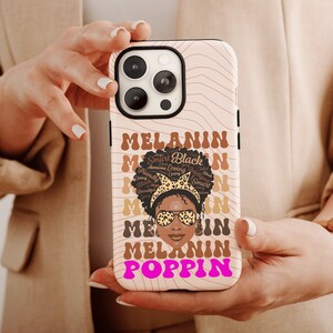 Coque de portable Melanin Poppin, coque de portable femme noire moderne pour le mois de l'histoire des Noirs pour femme noire, coque de portable femme africaine pour femme